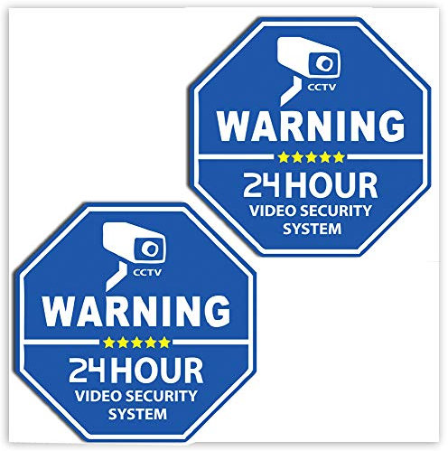 SkinoEu® 2 x Vinile Adesivi di Avvertenza CCTV Security Sistema Cartelli di Sicurezza Videosorveglianza Videocamera Sorveglianza Auto Moto Finestrino Porta Casco Scooter Bici Motociclo Tuning B 65
