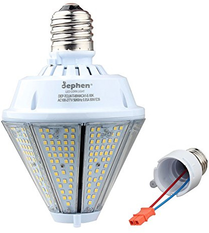 dephen 80W LED Corn Light Bulb, 10400Lm Removable E26&E39 Base Post Top Lamp, 5000K Metal Halide Replace for Porch, Wall Pack, Canopy, Warehouse, Street, Garden (UL-Listed)