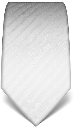 Vincenzo Boretti Herren Krawatte reine Seide gestreift edel Männer-Design zum Hemd mit Anzug für Business Hochzeit 8 cm schmal/breit weiß