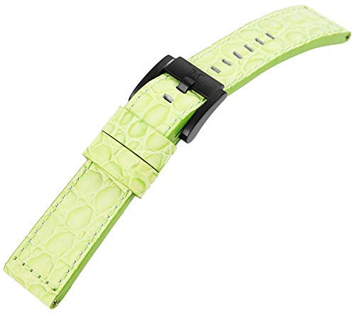 TW Steel Echt Leder Armband, 22 mm, grün, schwarz, Schließe