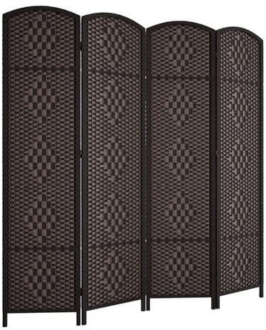 Rose Home Fashion 6 ft Tall Room Divider, Room Dividers and Folding Privacy Screens, 15.7in Privacy Screen 4 Panel Partition Temporary Wall Separation for Private, Dark Coffee