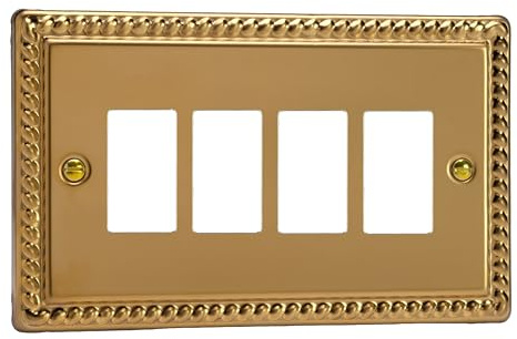 Varilight Quad PowerGrid Plate Kit - Classic Georgian Brass, XGPGY4