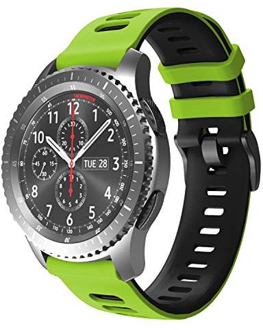 NotoCity 22mm Universal Ersatz Armband für Garmin vivoactive 4/ Huawei Watch GT 2/ Huawei GT 2e/ Samsung Galaxy Watch 46mm/ Amazfit GTR 2e/ GTR2/ Quick-Fit Silikon Uhrenbänder (Grün-Schwarz)