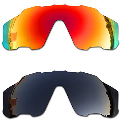 SOODASE Pour Oakley Jawbreaker Des lunettes de soleil Rouge/Noir 2 Paires Verres de remplacement polarisés