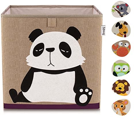 LIFENEY Aufbewahrungsbox Kinder mit Panda Motiv I Spielzeugbox mit Tiermotiv passend für Würfelregale I Ordnungsbox für das Kinderzimmer I Aufbewahrungskorb Kinder