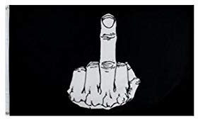 Stormflag Mittelfinger-Flagge, 90 x 150 cm, Polyester, 90 g, mit zwei Ösen und doppelt genäht, Schwarz