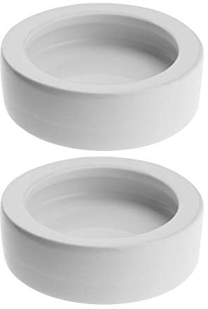 EMSea Set di 2 ciotole per rettili, con bordo curvo, in ceramica, a prova di lucertola fuga 6,8 cm, senza sapore bianco liscio per ragno, geco granchi