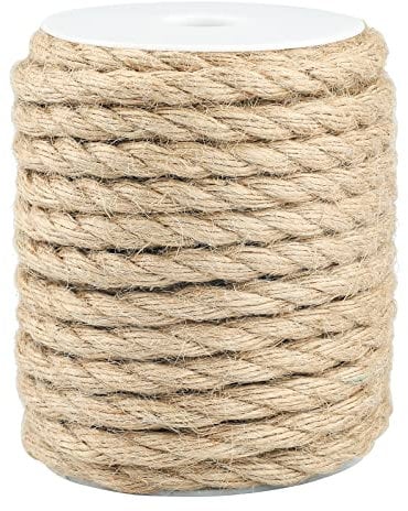 G2PLUS 15M Corda di Canapa,10MM Naturale Iuta Spago,Corda Artigianale, Corda di Iuta Spago per Giardinaggio Artigianato,Graffi di Gatto e Decorazione