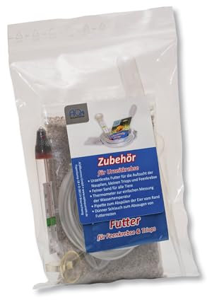 AQ4Aquaristik Zubehör für Urzeitkrebse - Urzeitkrebs Futter für Triops und Feenkrebse, Thermometer, Sand, Pipette, Schlauch und Anleitung für Haltung und Zucht