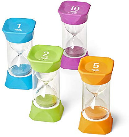 Learning resources Lot de sabliers géants, sablier de 1, 2, 5 et 10 minutes, Timer enfant, Sablier enfant, Time Timer enfant, Chronomètre minuteur, minuteur enfant, chronomètre
