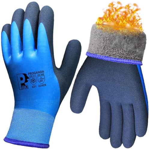 PROGANDA Waterproof Thermal Winter Work Gloves Fleece Liner Insulated Warm for Outdoor Cold Weather Car Washing Gardening Fishing Multipurpose