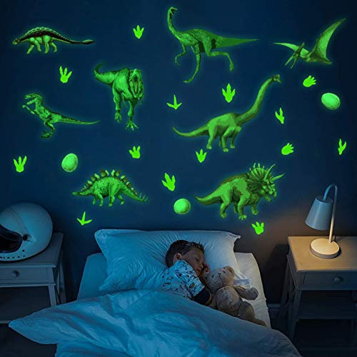 Leuchtende Dinosaurier Kids Wandtattoo,Dinosaurier Wandtattoo Kinderzimmer,Wandsticker,Wandaufkleber Kinderzimmer,Leuchtsticker, Leuchtend Wandaufkleber für Junge Schlafzimmer Geschenke