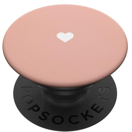 PopSockets Cute Minimalist Hand Drawn White Heart in Rose-Gold PopSockets Swappable PopGrip