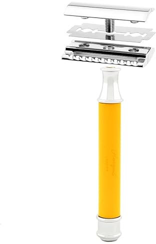 Rasierhobel mit zwei Kanten, Doppelkanten, BLD Classic Shaving Vintage, Gelb