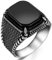 Herren-Ring aus massivem 925er-Sterlingsilber, schwarzer Onyx-Stein, mit Krallen (11), Metall, Onyx