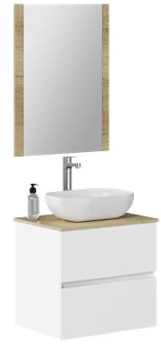 Baikal Conjunto de Mueble de baño Duo, Incluye Lavabo. Mueble Suspendido en Pared con Lavabo cerámico. Varios Acabados y Medidas. Mueble MONTADO.