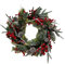 Ghirlanda Tonda 60 cm Dietro Porta con Bacche Rosse E PIGNE Natale Rami in PVC Ø 60cm con PALLINE ADDOBBI Decorazioni con Fiocco aghi di Pino Fuoriporta d'ingresso da Appendere alla Finestra pungitopo