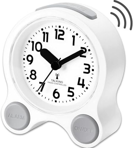 MAUJOY Diese Funksprechende Uhr mit Verstellbarer Weckfunktion ist perfekt geeignet für Senioren und Sehbehinderte. Sie verfügt über eine automatische Zeitansage.