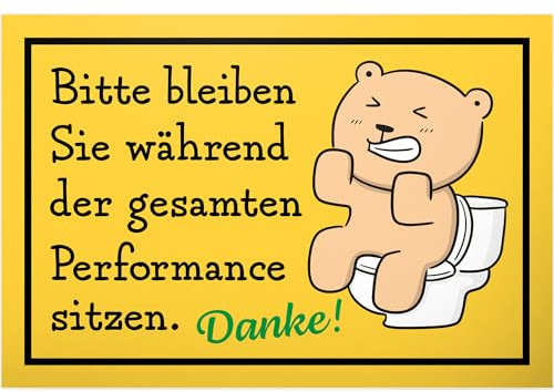 DankeDir! Bitte Bleiben Sie Sitzen - Schild 30 x 20 cm - WC Schild zum aufhängen Klo Schild Kloschild lustig Toilette Toilettenschild - Gästetoilette Wand Türschild Herren Gäste Deko