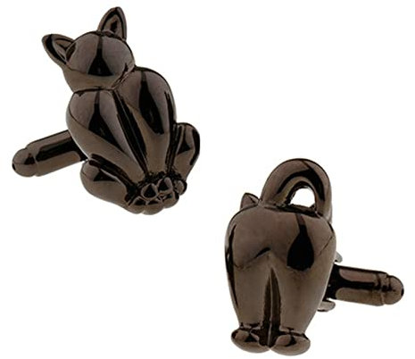 Whoiy Hochzeitstag Geschenke für Männer, Cufflinks Set Vergoldet Manschettenknöpfe Katze für Männer Anzughemd