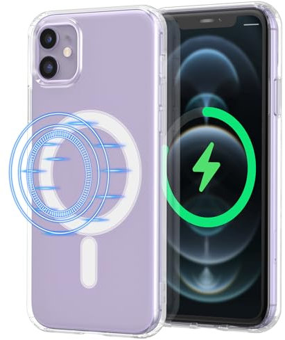 UEEBAI Liquid Silicone Wireless Charging Phone Case For iPhone 11 6.1 inch, Clear Magnets Compatible with MagSafe Faster Charging Slim Fit Cover - Transparent