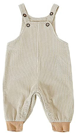 Bambino Dinosauro Salopette, Unisex Senza Maniche Regolabili Pantaloni Velluto a Coste(Beige,3-4 anni,Taglia 100)