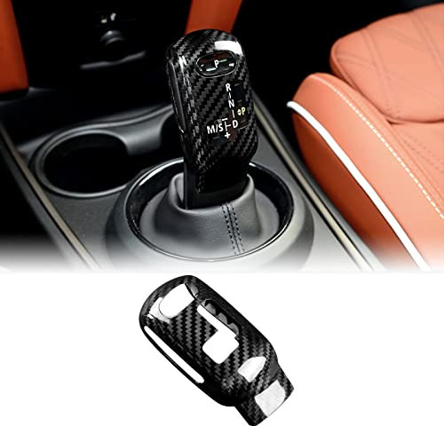 KUNGKIC Kohlefaser Auto-Schaltknauf-Abdeckung Schalthebelknauf Aufkleber Accessories Für Mini Cooper F54 F55 F56 F57 F60 Countryman 2020-2023 Getriebegriff Zubehör Innenraum Schwarz
