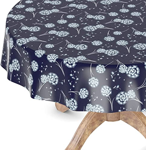 Wachstuchtischdecke Wachstischdecke Tischdecke abwaschbar Gartentischdecke Wachstuch Eckig rund oval Rund 140cm Schnittkante Pusteblume Blau