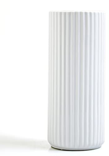 Gerippte Vase Weiß 20 cm Hoch, Modern Blumenvasen aus Keramik für Tischdeko Innenbereich, Deko Vasen für Pampasgras
