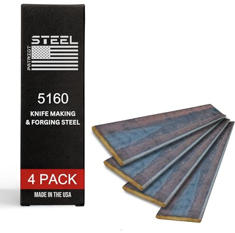 Patriot Steel 5160 High Carbon Knife Making & Forging Steel - Hot Rolled Steel for Knife Making Supplies - USA-Milled Excellence for Pros & Hobbyists - 1.25 Wide, 0.25 Thick, 12 Long (4 Pack)