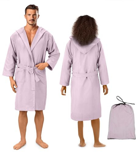 JEMIDI Accappatoio Uomo Microfibra con Cappuccio - Accappatoio Donna Microfibra da Viaggio - Accappatoi Asciugatura Veloce per Piscina e Palestra - Unisex