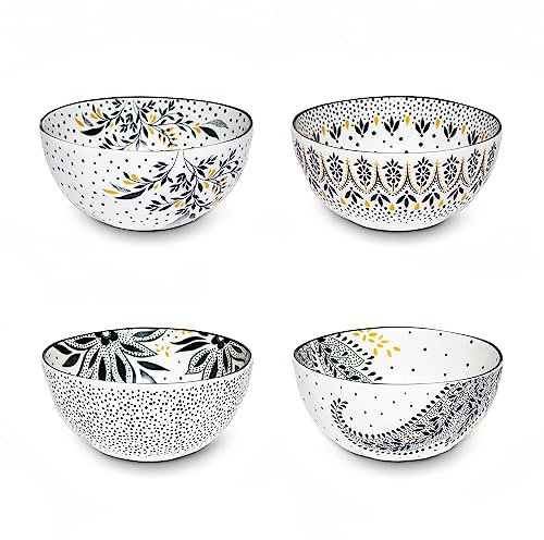 Portmeirion Home & Gifts Sara Miller London Artisanne Noir Reisschale mit goldfarbenen Details, 13 cm
