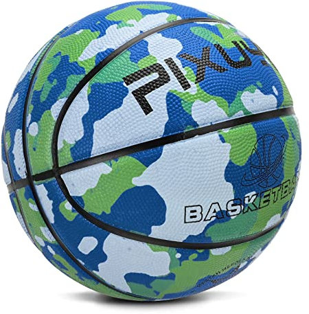 Jicsetk Basketball,Basketball Größe 5 Größe7 Basket Ball,Mini Basketball Kinder,Outdoor Indoor Basketball für Kinder, Jugendliche Tarnfarbe Blau 3