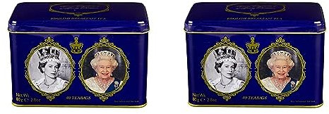 New English Teas Queen Elizabeth II Tin 80 g (40 Teabags) (Pack of 2)