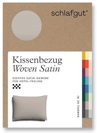schlafgut Woven Satin Kissenbezug 70x90 cm Sand Mid Uni in Premium Hotelqualität, Kopfkissenbezug einzeln mit 100% weicher Baumwolle