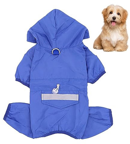 Fayemint Impermeabile per Cani, Mantella Antipioggia per Cani, Poncho Impermeabile Regolabile per Cuccioli, Regolabile, per Cani di Diverse Dimensioni e Forme (Blu)