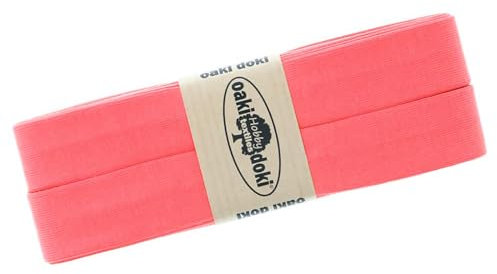 Schrägband Jersey 3m Breite 20mm Oaki Doki Tricot de Luxe Einfassband elastisch über 80 Farben, Farbe:leuchtrosa