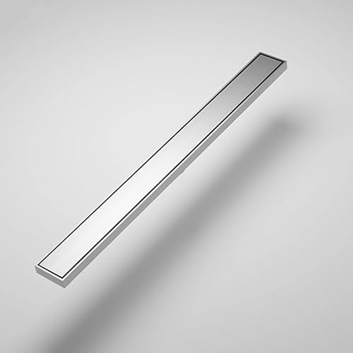 Befliesbar Duschrinne extra flach Edelstahl Duschrinne, linearer Duschablauf Rechteckiges Siphon mit Geruchsstop, Haarsieb und Flieseneinsatz, Schnelle Drainage (Size:10x60cm,Color:silbrig)