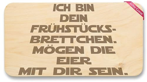 Frühstücksbrettchen Holz Natur - Statement - Frühstücksbrett - Mögen die Eier mit Dir sein I Frühstück Geschenk - 22x12 - Holz - vesperbrett lustig lustige sprüche brettchen