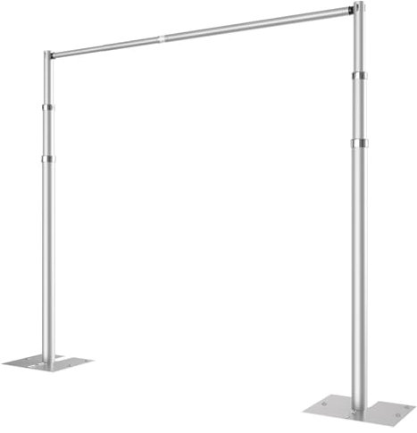 Qoolfoto Pipe and Drape Backdrop Stand, 10x10ft Heavy Duty Adjustable Backdrop Frame with Metal Base, Background Holder for Parties Photography Wedding Photoshoot Decoration