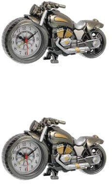 MAGICLULU Vintage Motorrad Wecker 2Er Set Metall Tischuhr Mit Alarmfunktion Retro Motor Deko Wecker Für Wohnzimmer Büro Kinderzimmer Geschenk Für Motorliebhaber