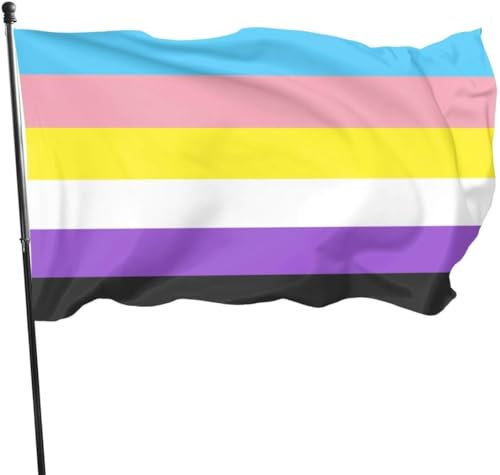 Hofflagge, Banner, Trans Nonbinary Genderqueer, nicht binäre Stolz, Themen-Willkommens-Party, Outdoor-Dekoration, Ornament, Picks, Haus, Garten, Hof, Dekoration, 90 x 152 cm