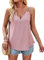 Debardeur Femme Sexy à col en V Chic Caraco et élégant Spaghetti pour Cami Haut Top sans Manche Rose XL