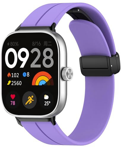 LanQii Silicone Cinturino per Xiaomi Redmi Watch 5/Watch 4/Xiaomi Smart Band 9 Pro/Smart Band 8 Pro, Magnetici Cinturini per Redmi Watch 5/Watch 4/Xiaomi Mi Band 9 Pro/Mi Band 8 Pro - Viola