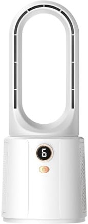 Ventilatore portatile senza pale, silenzioso, USB, ricaricabile, silenzioso, 6 velocità, compatto ed efficiente, con luce notturna, ideale per auto, dormitorio, camera da letto, comodino, viaggi