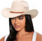 DRESHOW Sombrero de Vaquero para Mujers y Hombres Sombrero de Vaquera Western Clásico con Cinturón de Hebilla Sombrero de Enrollado de ala Ancha Grande Fedora para Unisex