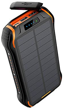 26800Mah Caricabatterie solare Power Bank con torcia da campeggio Caricabatterie portatile Telefono cellulare Pover Bank, arancione