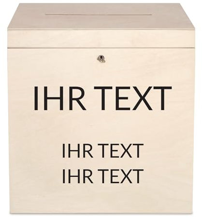 Creative Deco Kartenbox Hochzeit Personalisiert Holzkiste mit Deckel | 29 x 25 x 30 cm (+/- 0,5 cm) | Geldbox mit Wunschtext | Geldgeschenke Box Holzbox mit Schlitz Geschenkkarten Geldbox Briefbox