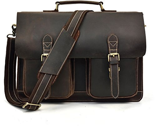 newsbirds vintage Grande tracolla Borsello uomo pelle vintage Borsa Vero Cuoio Messenger bag per Laptop da 15,6 Pollici Viaggio, 9370 marrone scuro