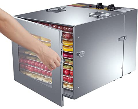 IUBGFTO Organic dehydrator made entirely of metal,Professional Food Dehydrator Tier 6/10 Tray with Adjustable Temperature Control and Timer (Mechanical 10 levels)